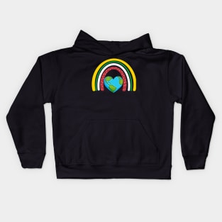 Earth day rainbow Kids Hoodie